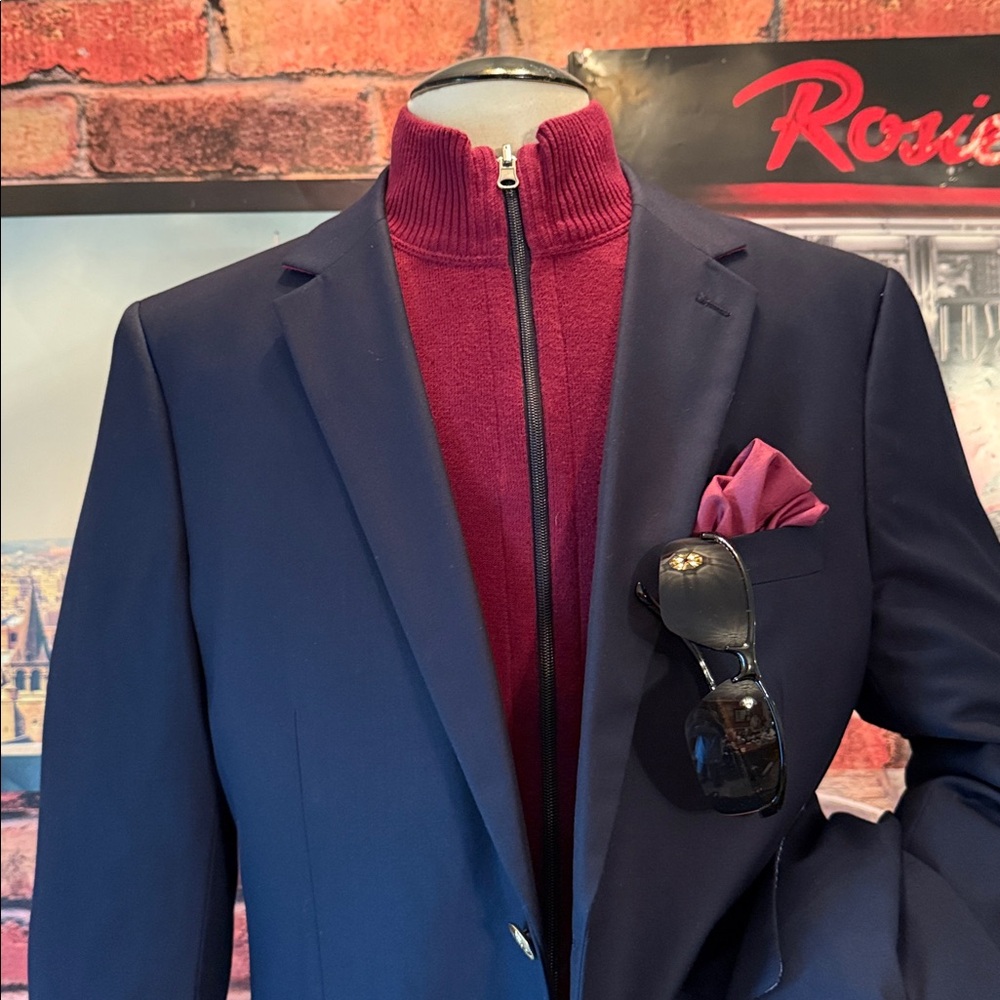 Alan Flusser Navy Blazer with Patterned Lining